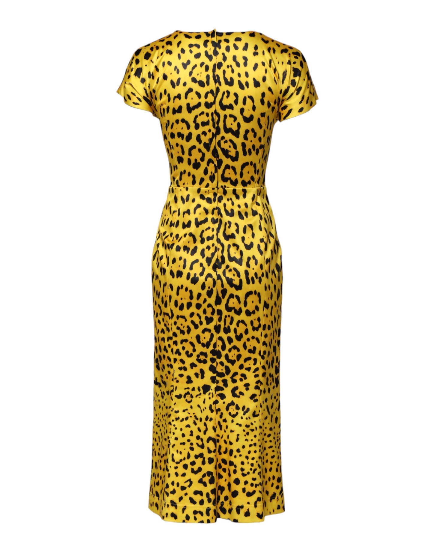 Dolce & Gabbana Yellow Leopard Midi Sheath Dress