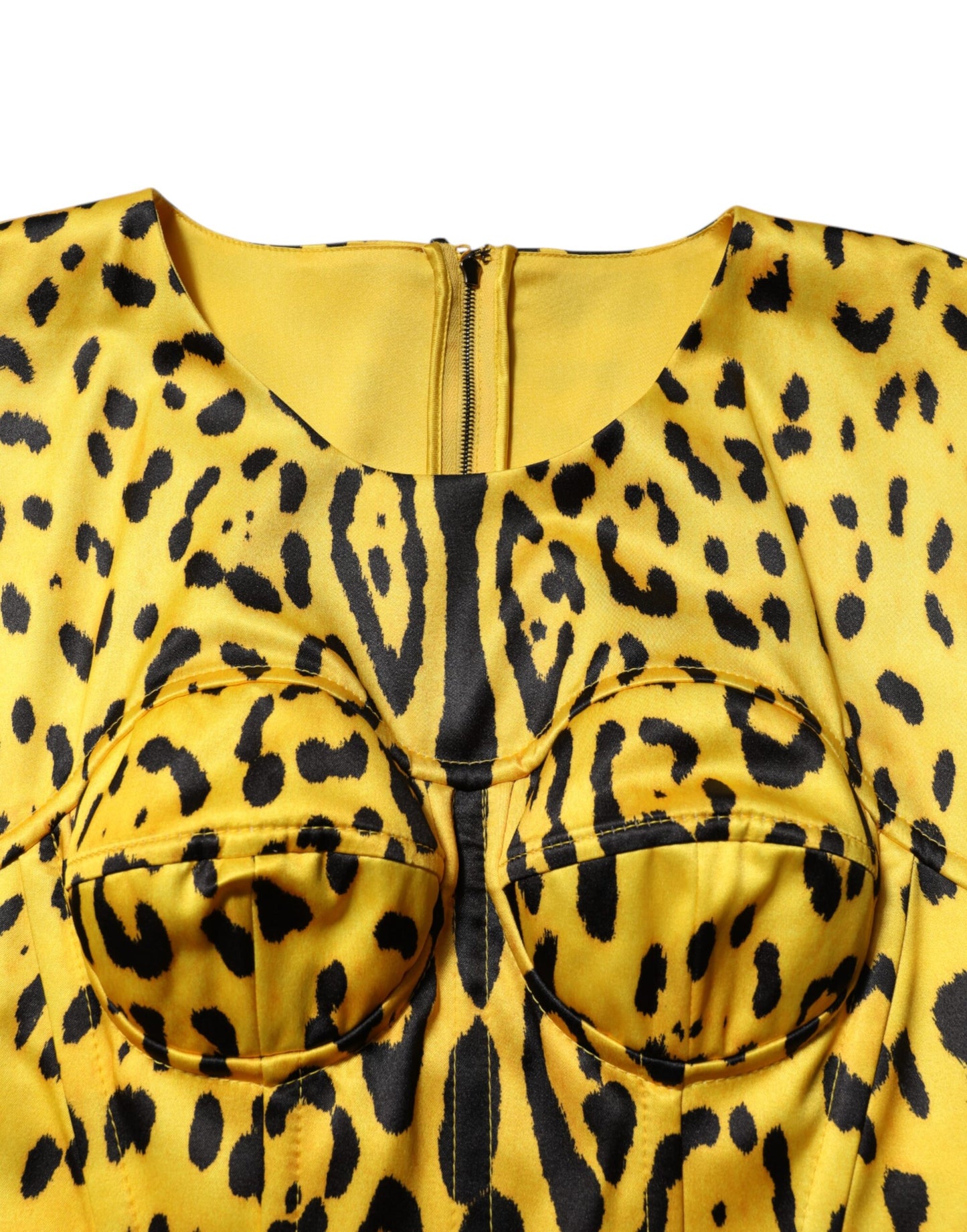 Dolce & Gabbana Yellow Leopard Midi Sheath Dress
