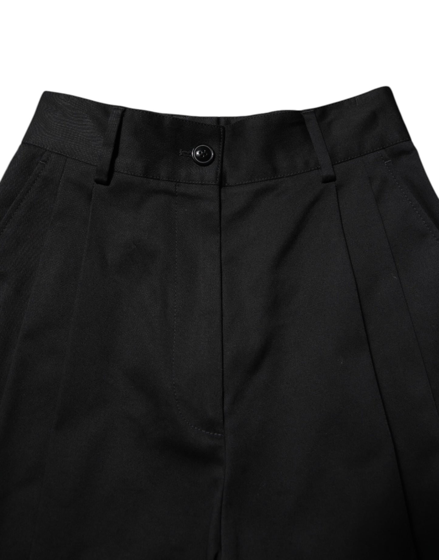 Dolce & Gabbana Black Cotton High-Waist Wide Leg Pants