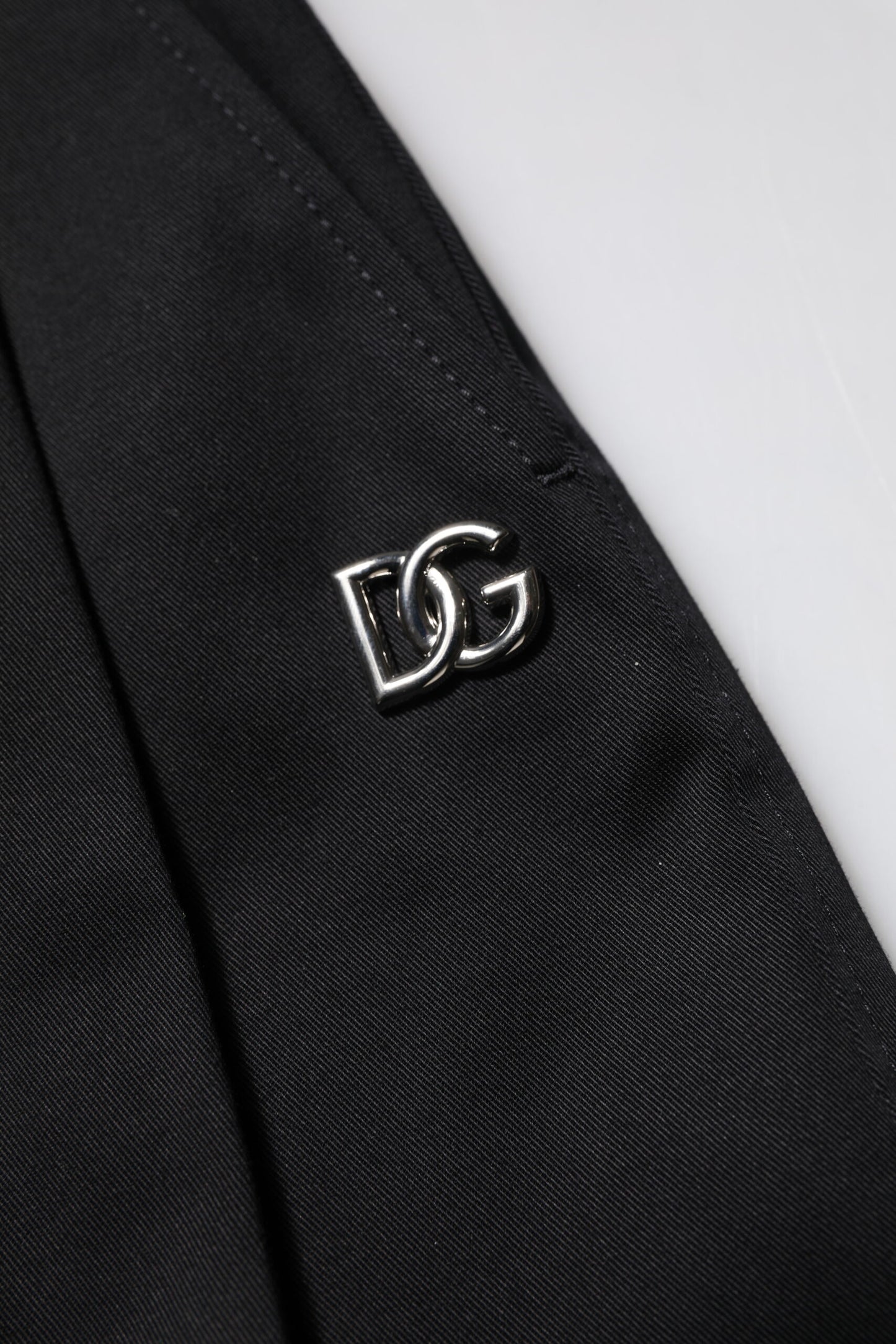 Dolce & Gabbana Black Cotton High-Waist Wide Leg Pants