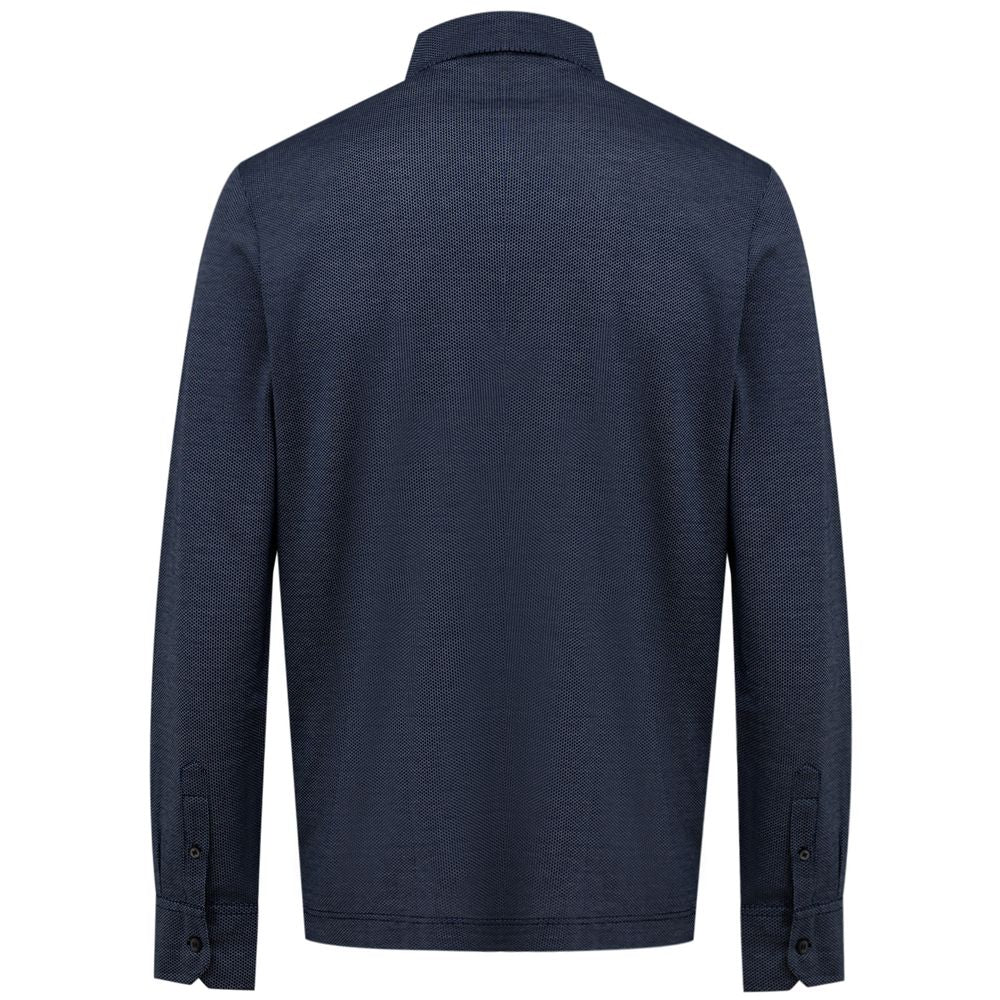 Canali Blue Cotton Shirt - Elegant Long Sleeve Piquet Polo