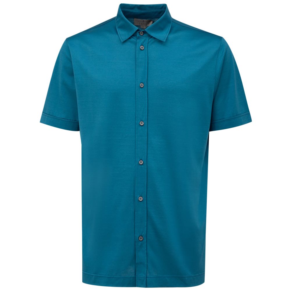 Canali Light Blue Cotton Short Sleeve Shirt - Made in Italy
