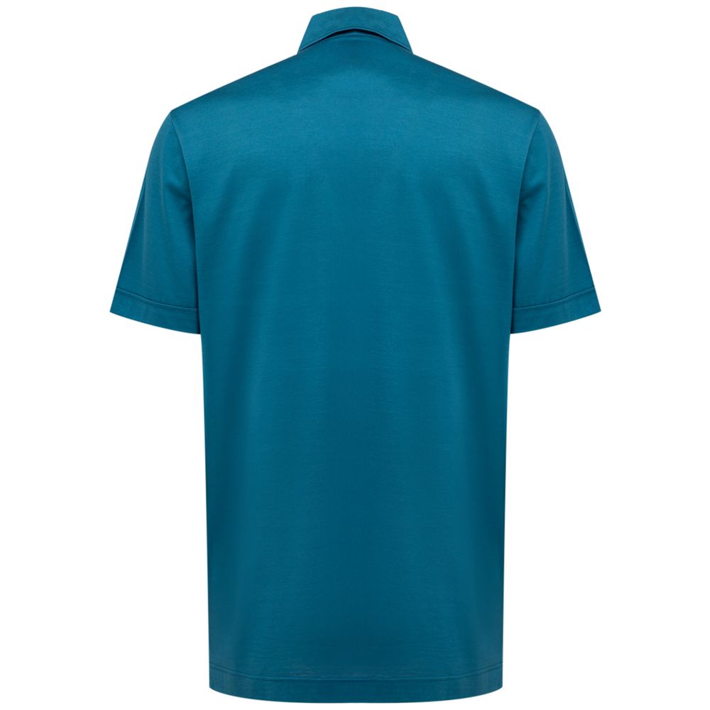 Canali Light Blue Cotton Short Sleeve Shirt - Made in Italy
