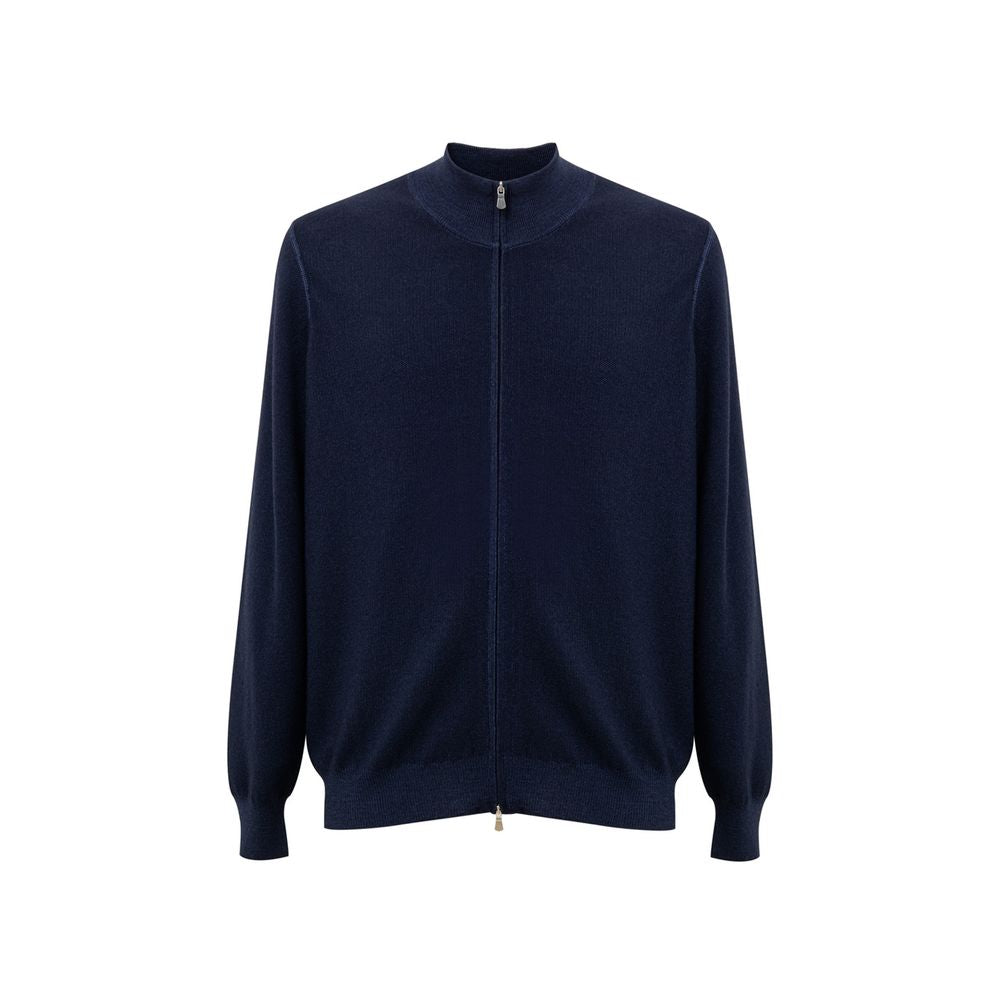 Gran Sasso Blue Wool T-Shirt and Long Sleeve Zip-Up Sweater