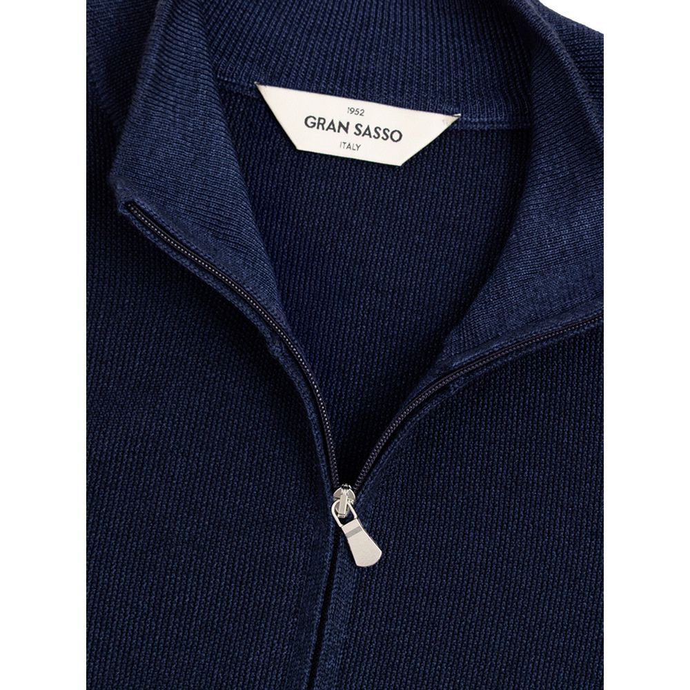 Gran Sasso Blue Wool T-Shirt and Long Sleeve Zip-Up Sweater