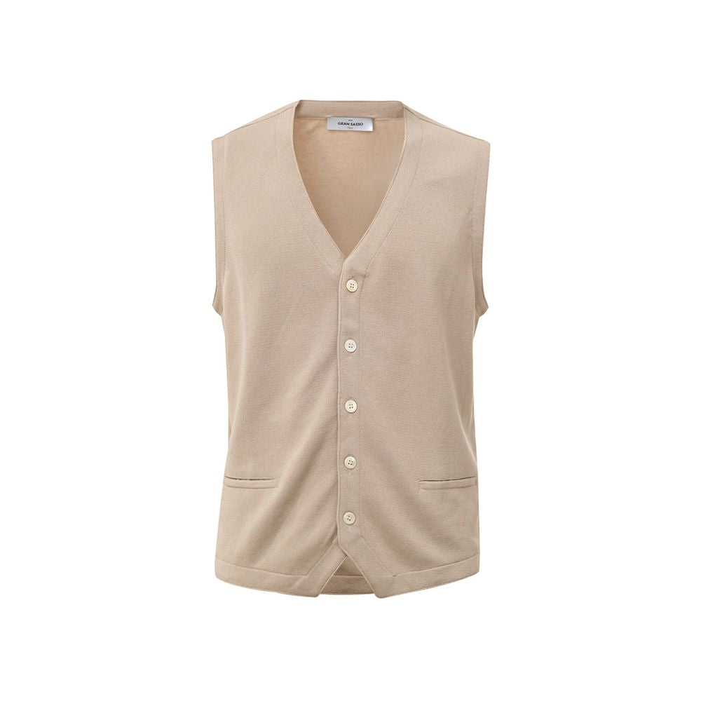 Gran Sasso Beige Cotton Sleeveless Jacket