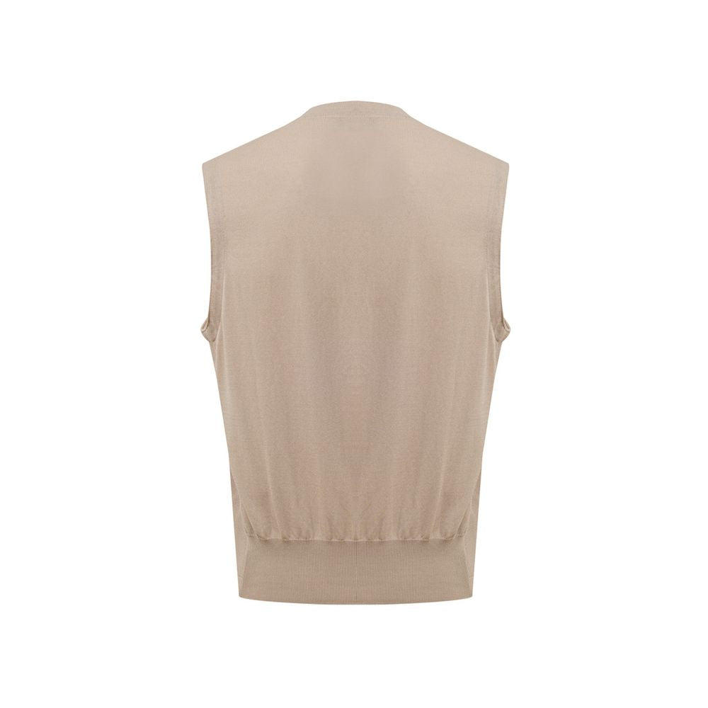 Gran Sasso Beige Cotton Sleeveless Jacket
