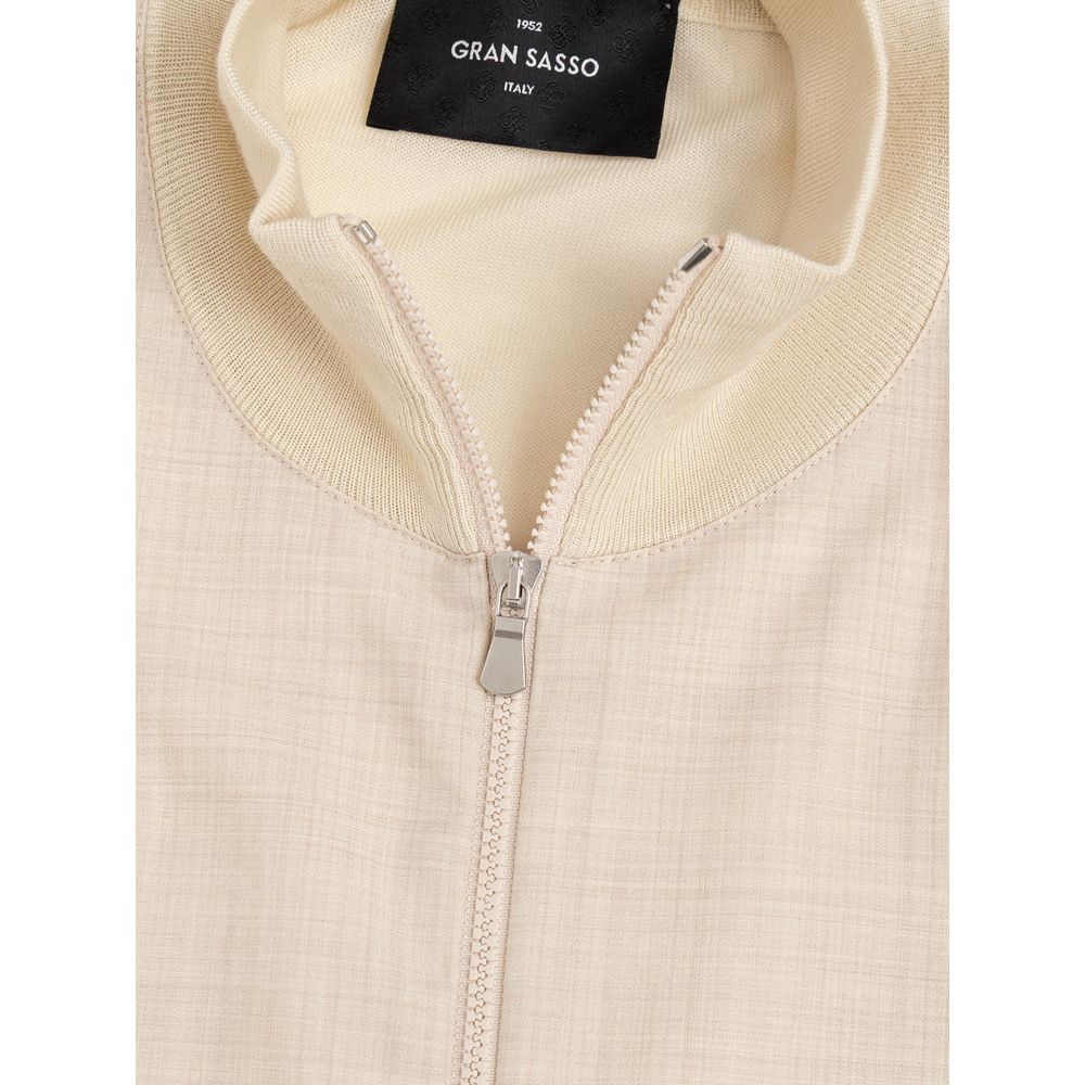 Gran Sasso Beige Wool Zip-Up Sweater