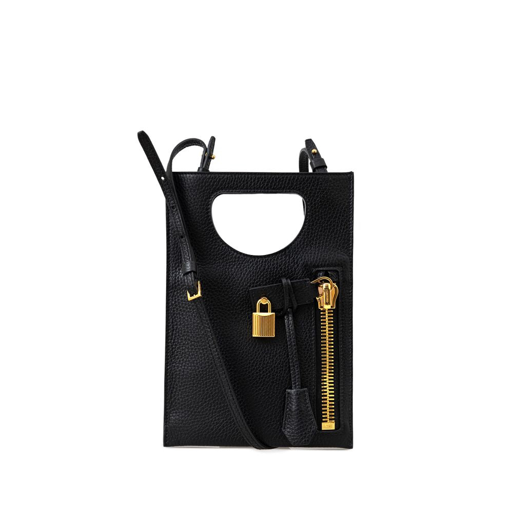 Tom Ford Black Leather Mini Crossbody Shoulder Bag
