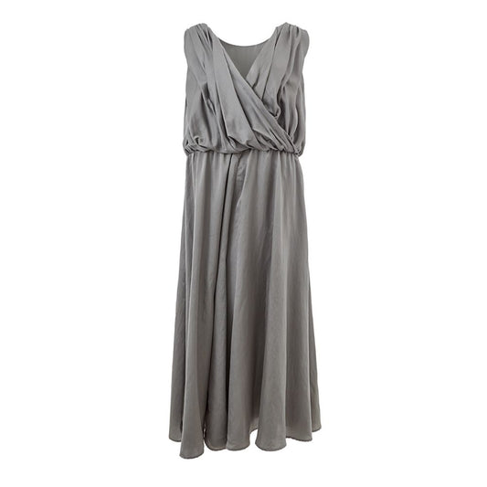 Lardini Gray Silk Long Jumpsuit Dress