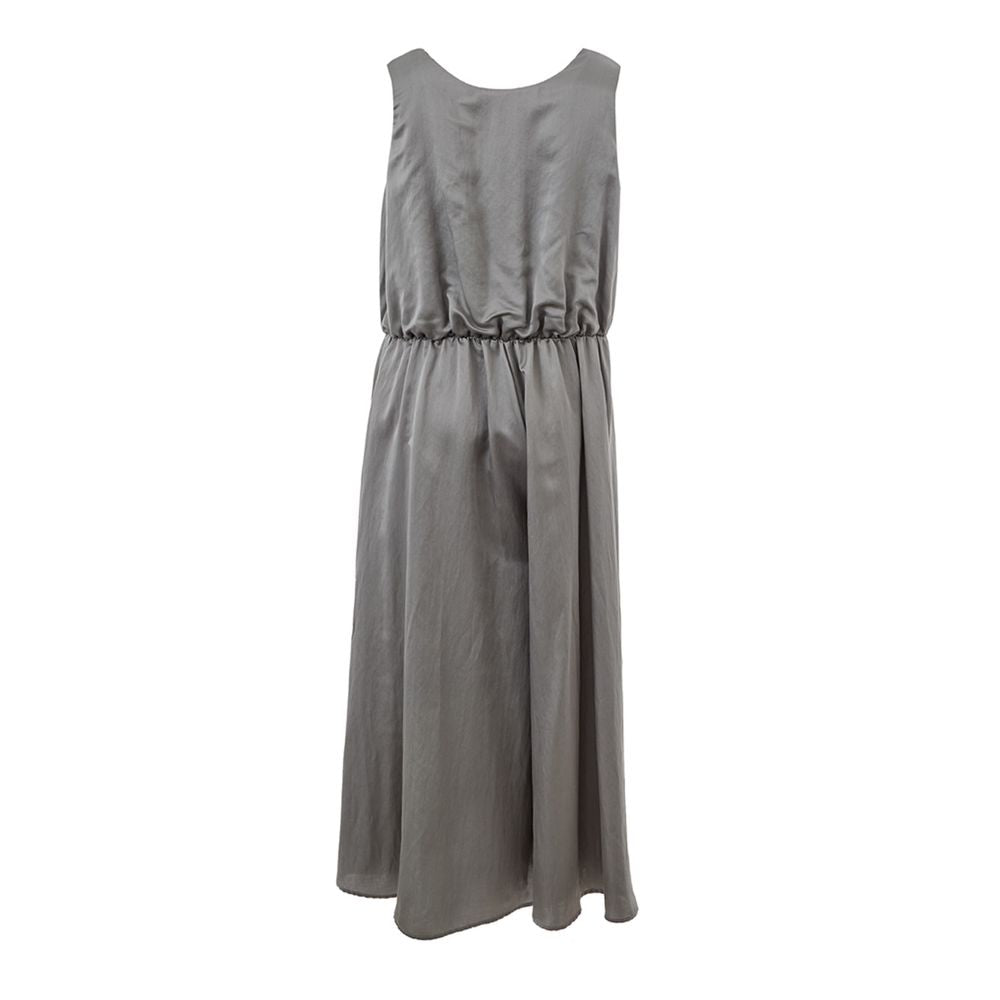 Lardini Gray Silk Long Jumpsuit Dress