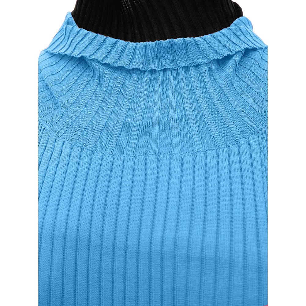 Bottega Veneta Blue Cotton & Silk Blend Cold Shoulder Fringed Dress