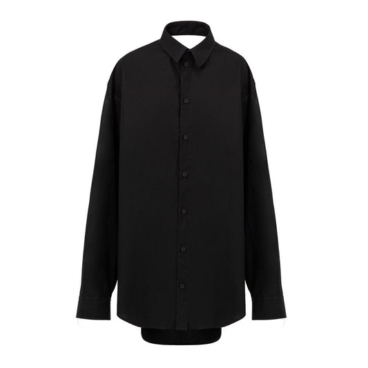 Balenciaga Black Cotton Long Suspended Effect Shirt Dress