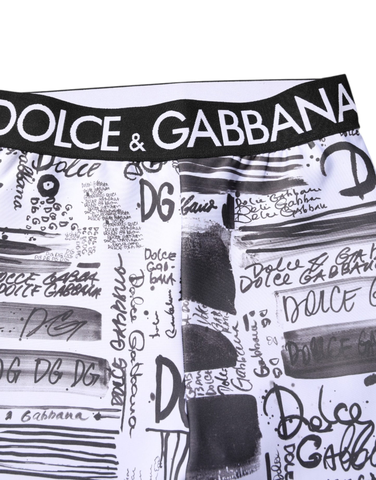 Dolce & Gabbana White Graphic High-Waist Skinny Leggings Pants