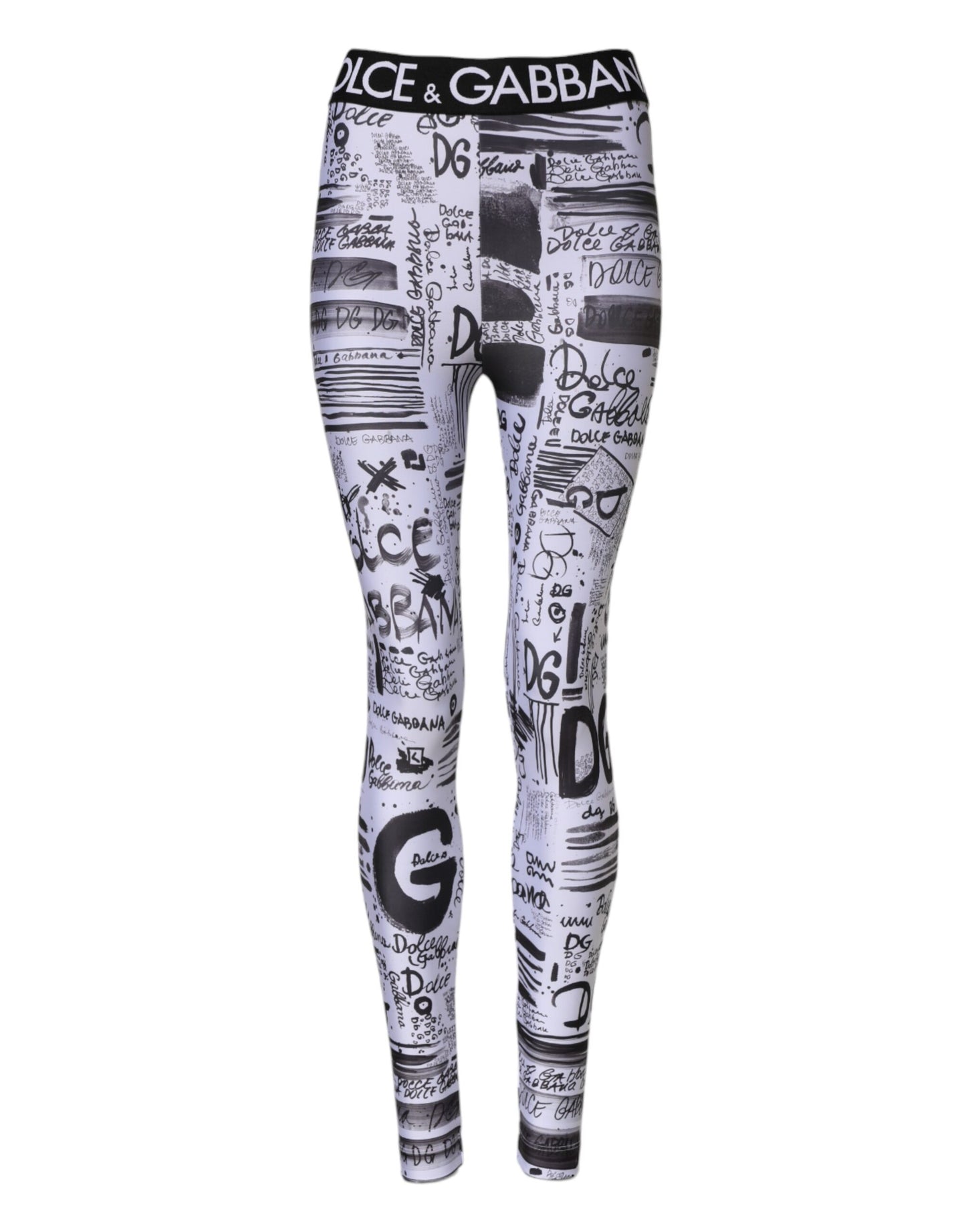 Dolce & Gabbana White Graphic High-Waist Skinny Leggings Pants