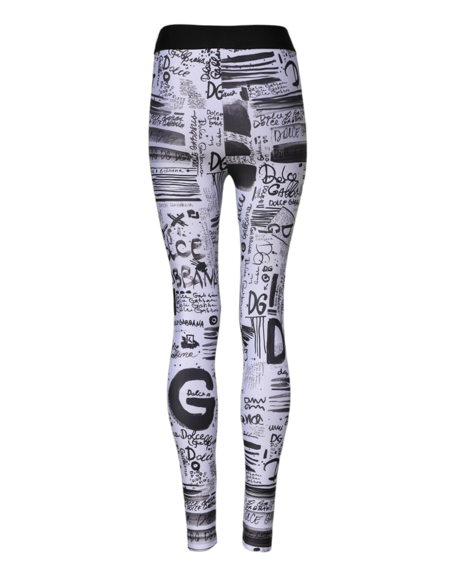 Dolce & Gabbana White Graphic High-Waist Skinny Leggings Pants