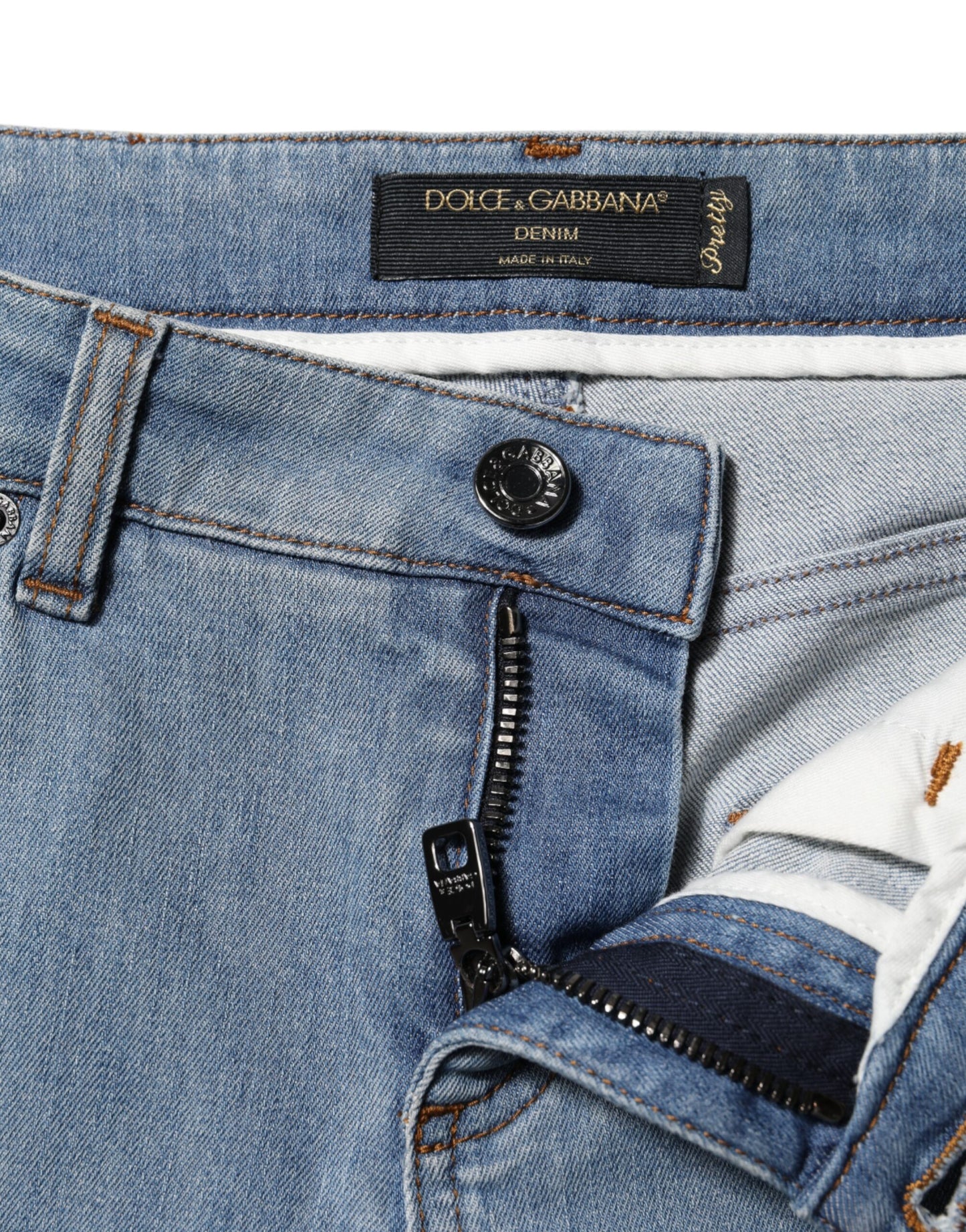 Dolce & Gabbana Blue Cotton Pretty MidWaist Skinny Denim Jeans