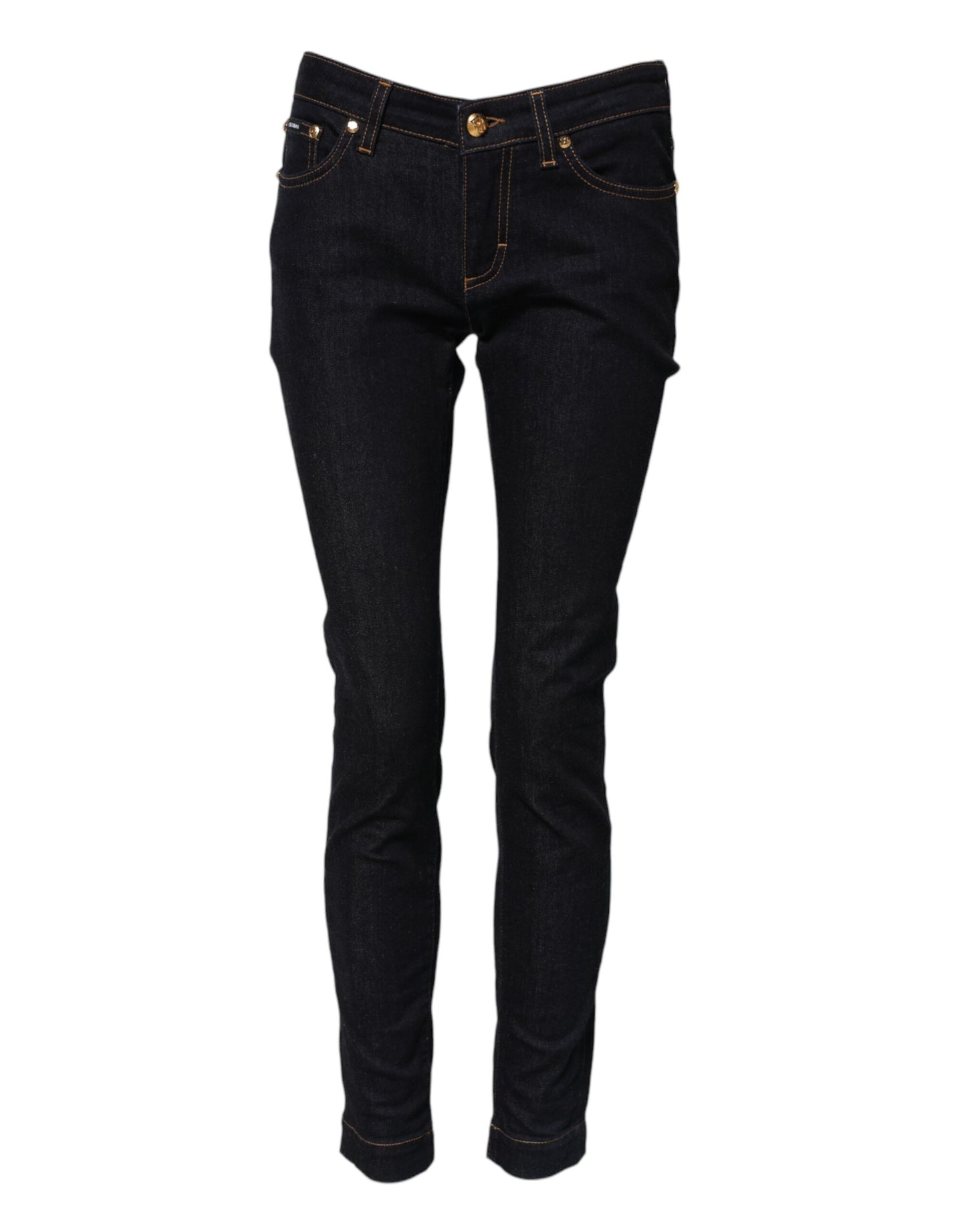 Dolce & Gabbana Blue Cotton PRETTY Low Waist Skinny Denim Jeans