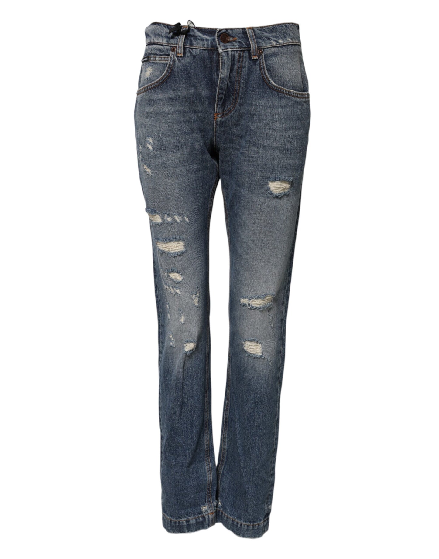Dolce & Gabbana Boyfriend Tattered Denim Jeans in Blue