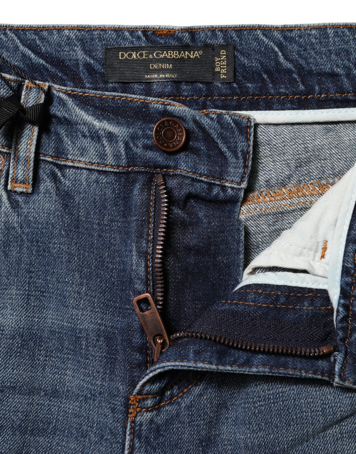 Dolce & Gabbana Boyfriend Tattered Denim Jeans in Blue