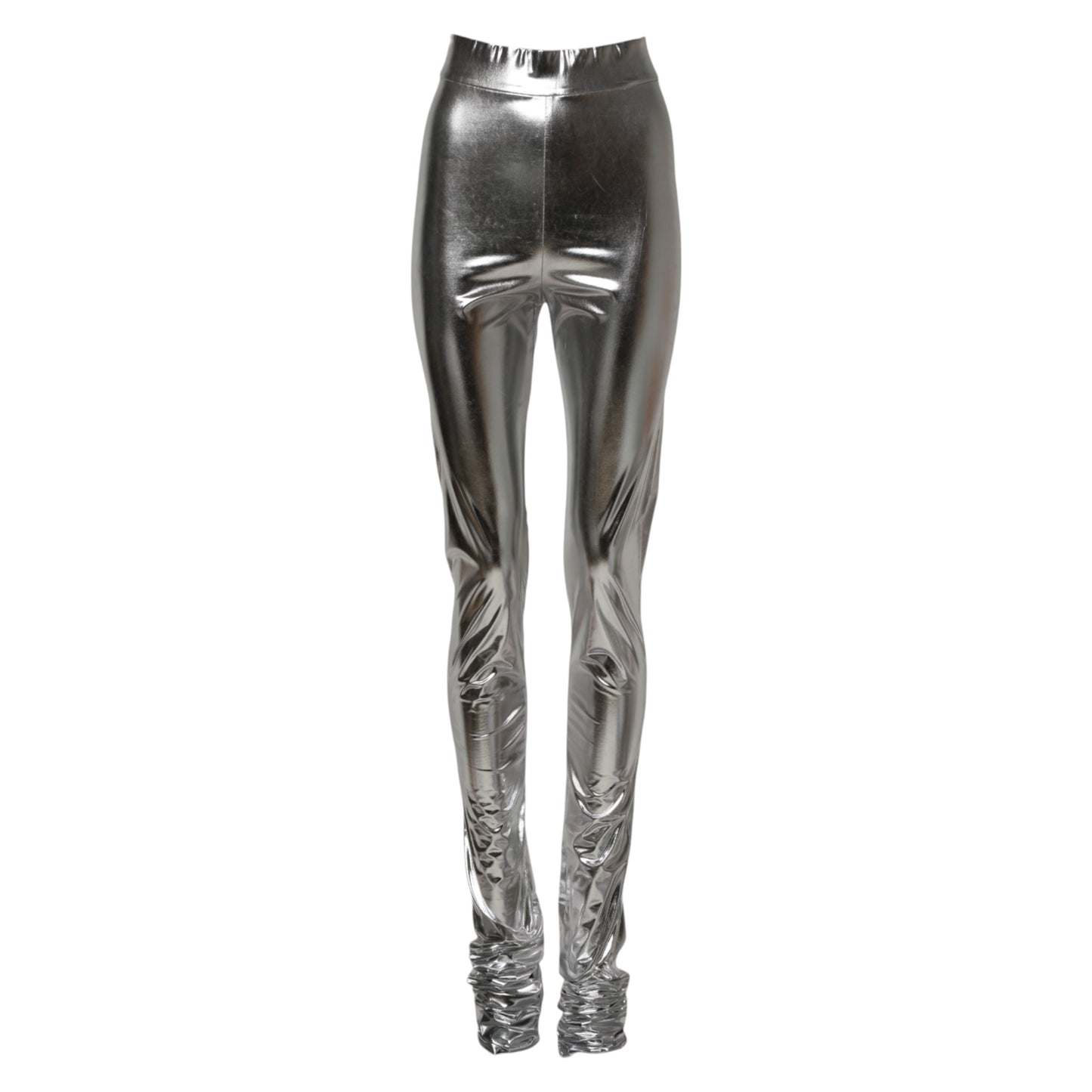 Dolce & Gabbana Metallic Silver Slim Fit Leggings Pants