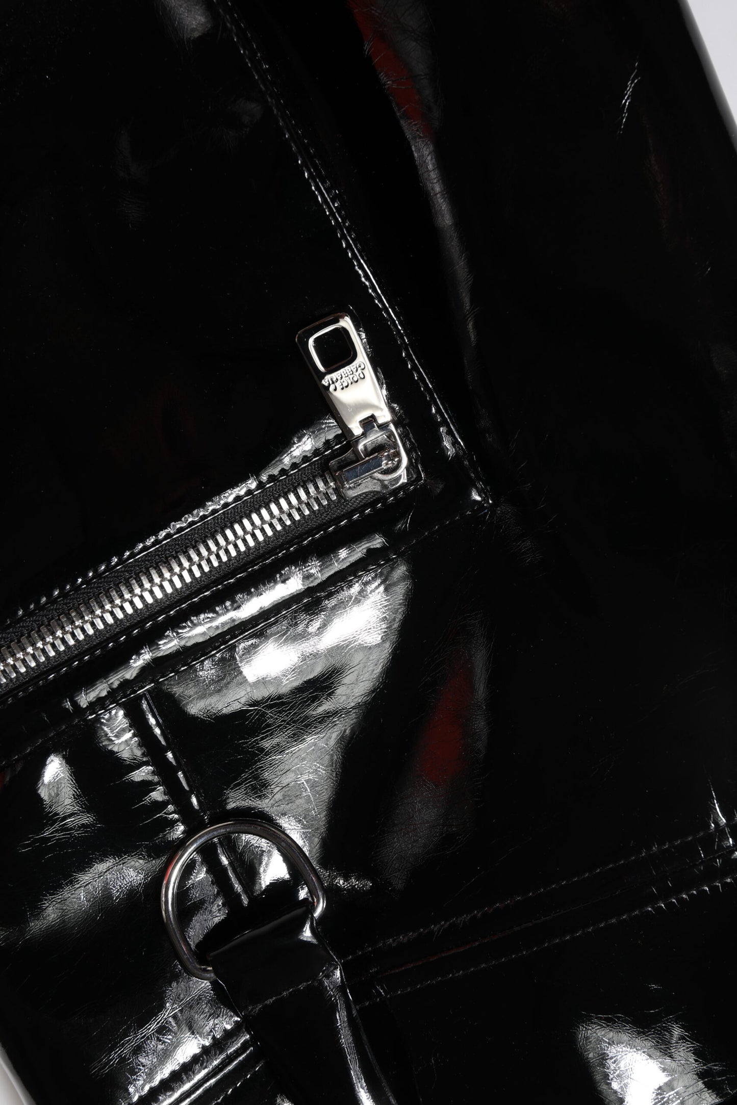 Dolce & Gabbana Black High Waist Vinyl Cargo Bootcut Pants