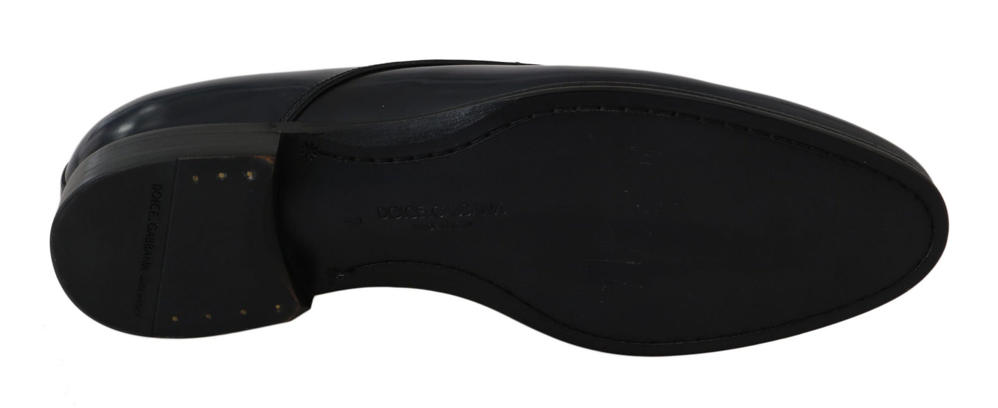 - Elegant Dark Blue Leather Derby Dress Shoes