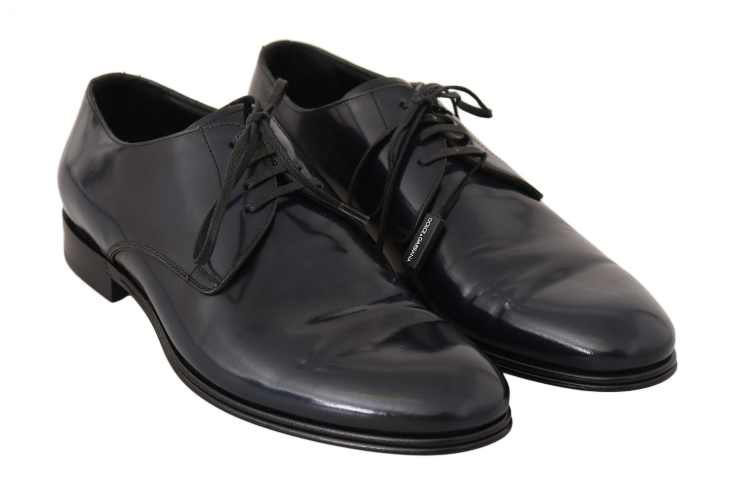 - Elegant Dark Blue Leather Derby Dress Shoes