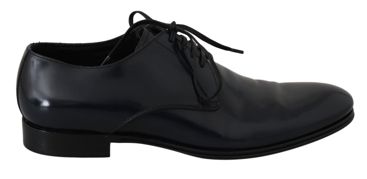 - Elegant Dark Blue Leather Derby Dress Shoes