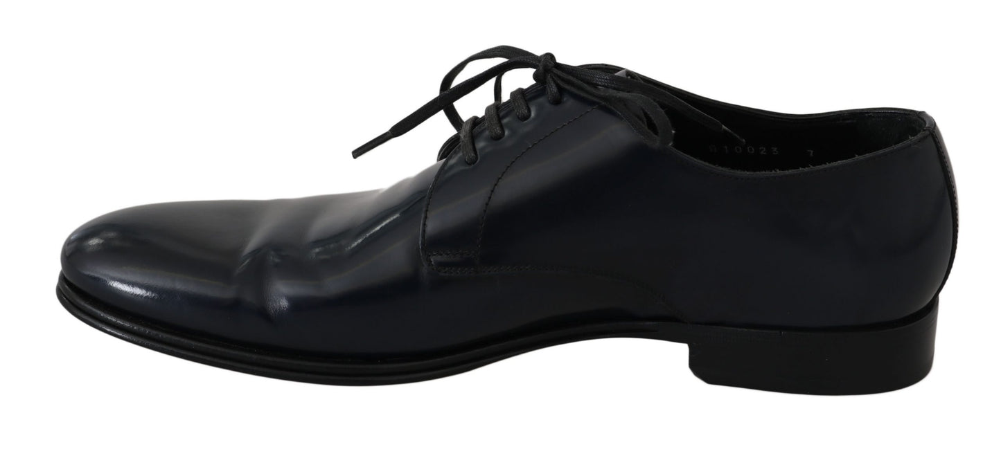 - Elegant Dark Blue Leather Derby Dress Shoes