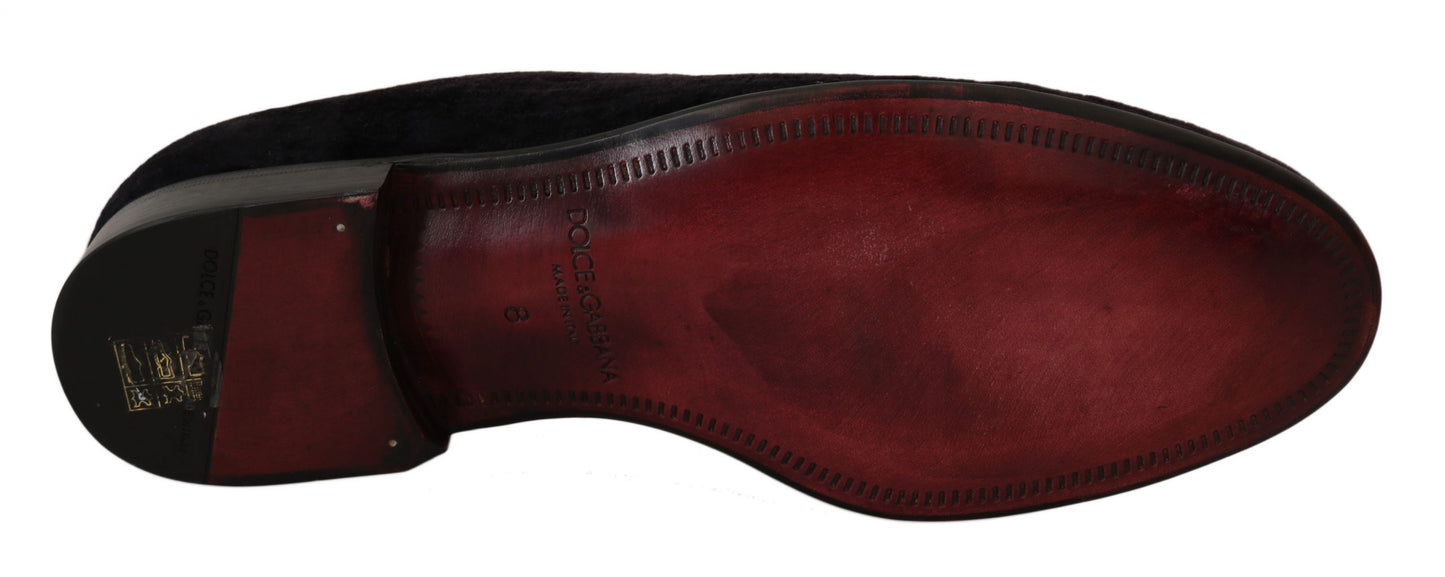 - Elegant Black Loafers with Gold Crown Embroidery