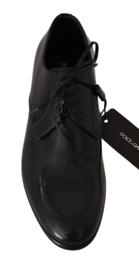 - Elegant Dark Blue Leather Derby Shoes
