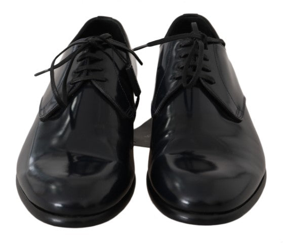 - Elegant Dark Blue Leather Derby Shoes