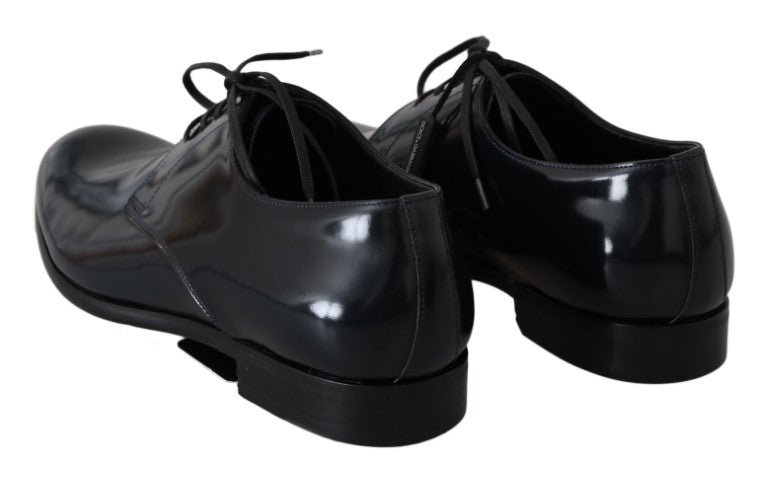 - Elegant Dark Blue Leather Derby Shoes