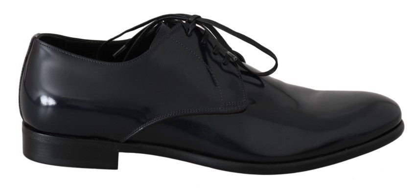 - Elegant Dark Blue Leather Derby Shoes