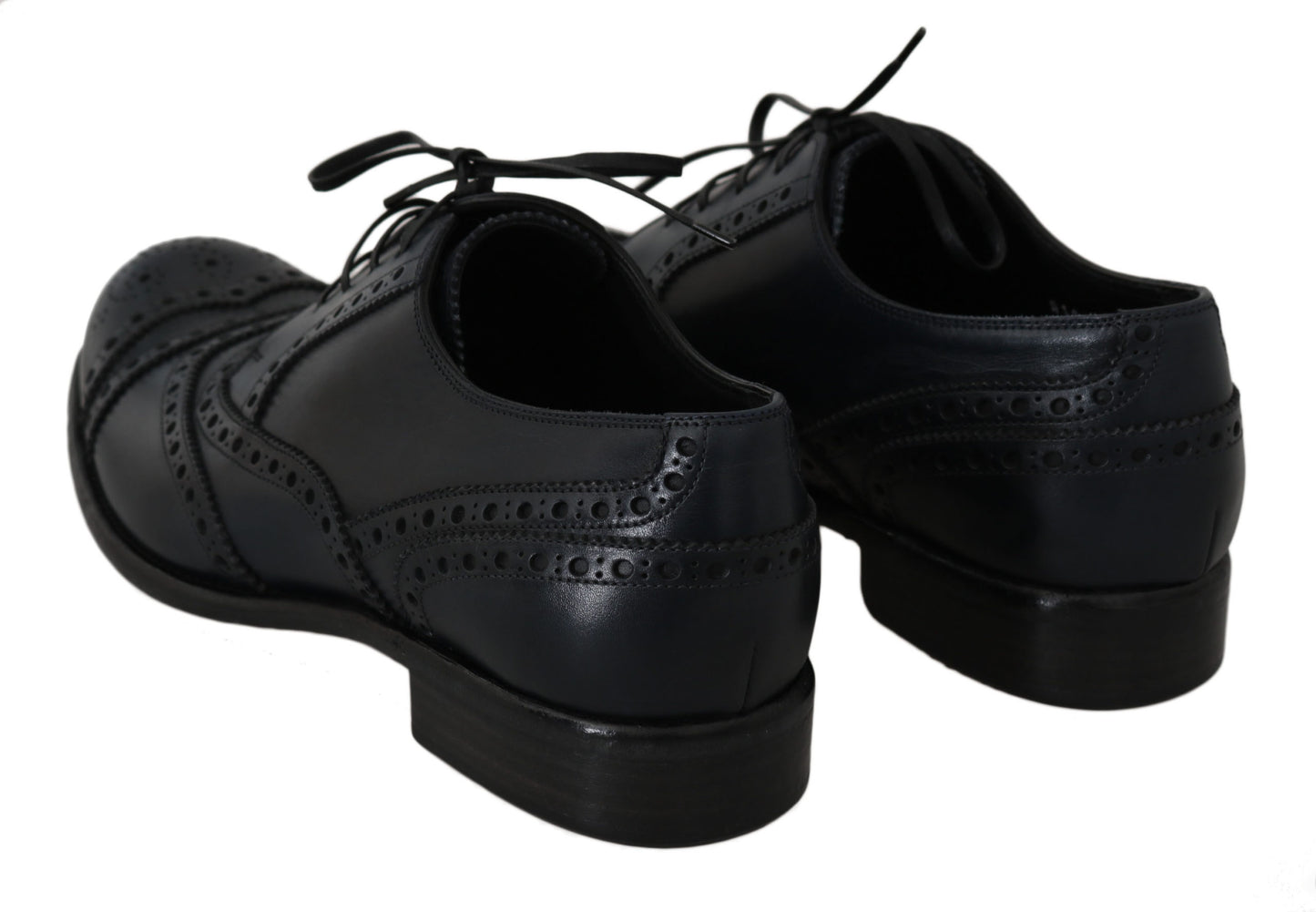 - Elegant Blue Leather Wingtip Derby Shoes