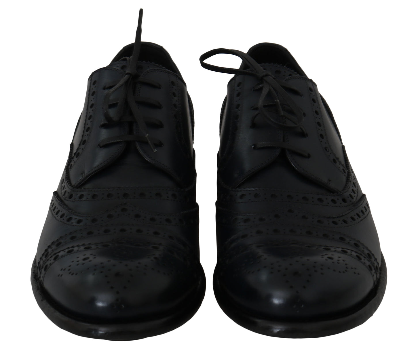 - Elegant Blue Leather Wingtip Derby Shoes