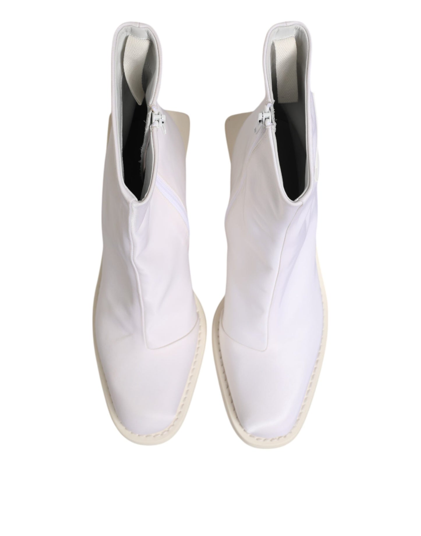 Maison Margiela White Square Heel Zip Ankle Boots