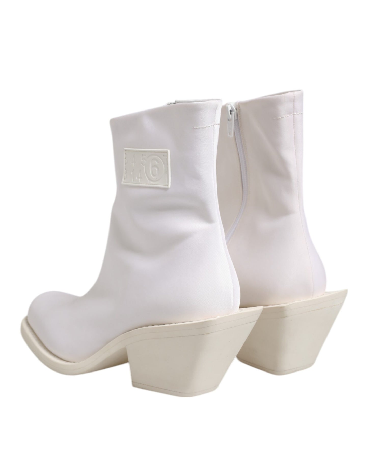 Maison Margiela White Square Heel Zip Ankle Boots