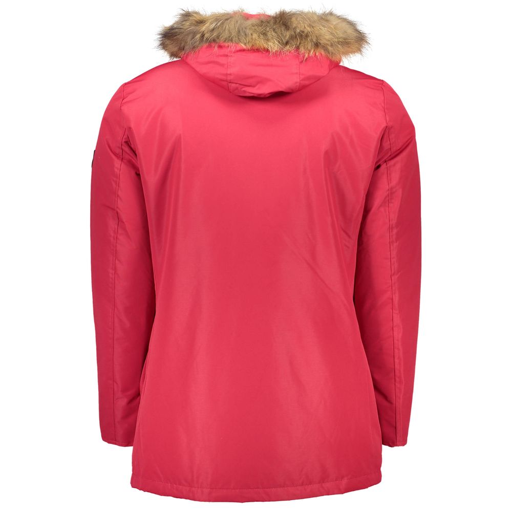Roberto Cavalli Red Polyester Jacket with Removable Fur