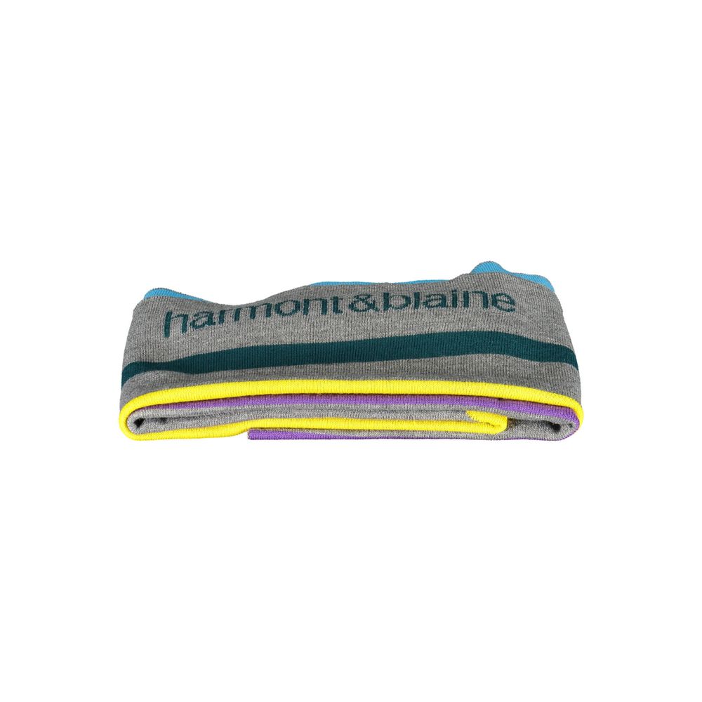 Harmont & Blaine Gray Wool Scarf with Contrasting Details
