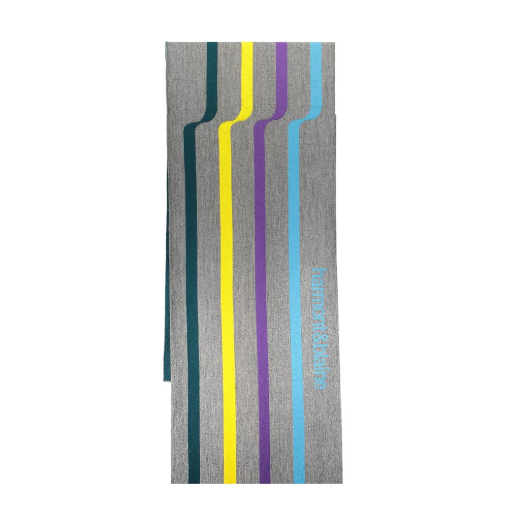Harmont & Blaine Gray Wool Scarf with Contrasting Details