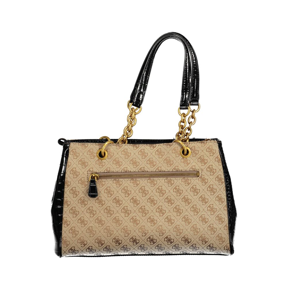 Guess Jeans Black Handbag – Faux Leather, Chic Multi-Compartment Design