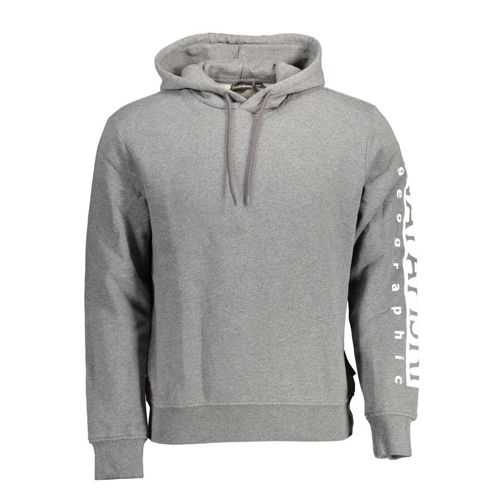 Napapijri Gray Cotton Sweater with Hood