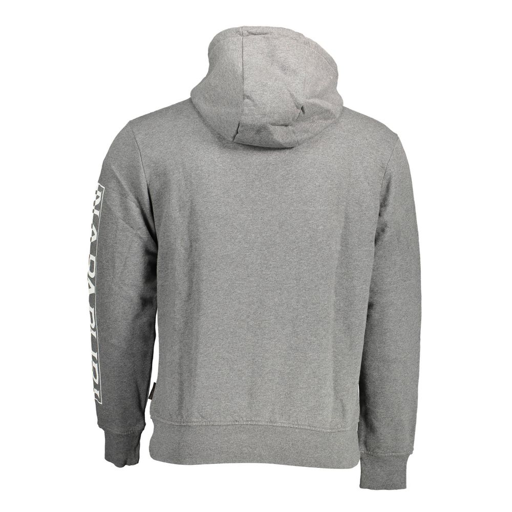 Napapijri Gray Cotton Sweater with Hood