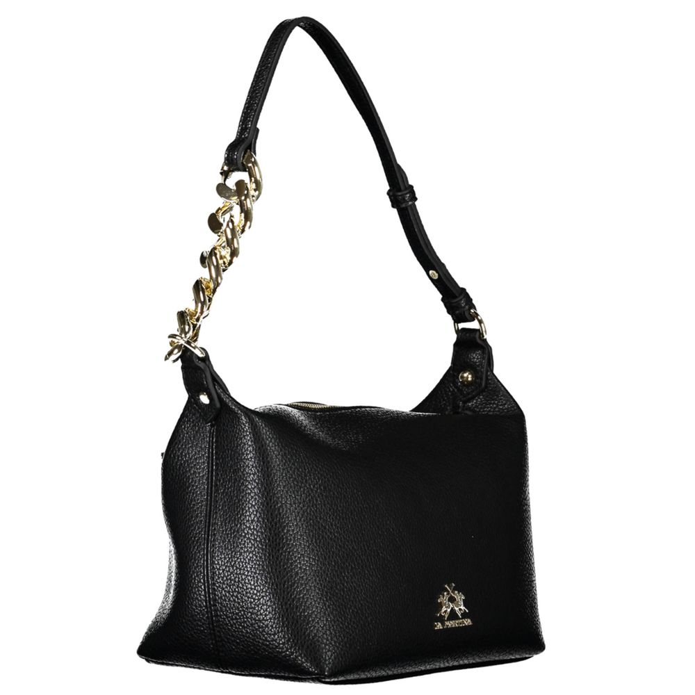 La Martina Black Faux Leather Handbag