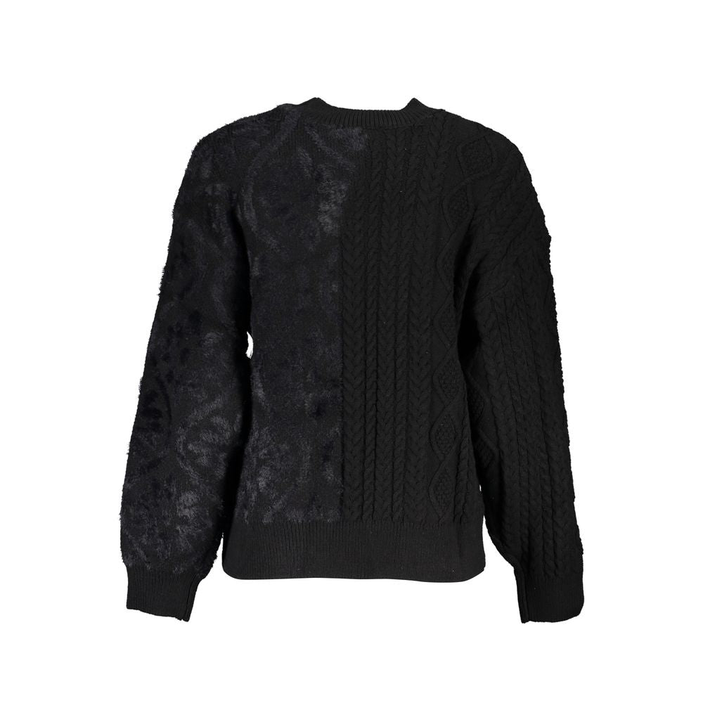 Desigual Black Cotton Sweater - Elegant Style Redefined