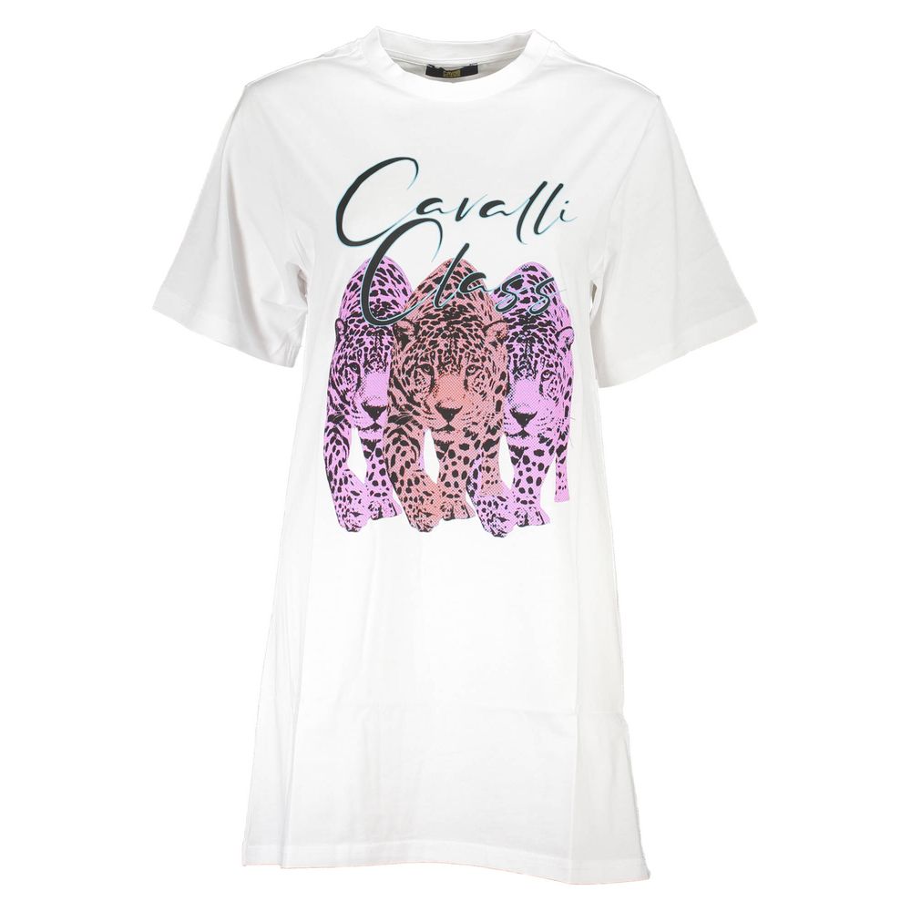 Cavalli Class Bold White Cotton Dress
