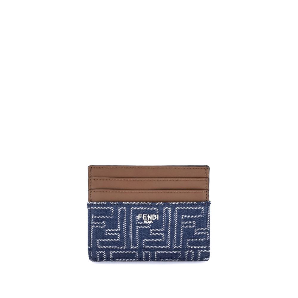 Fendi Embroidered Denim Card Holder