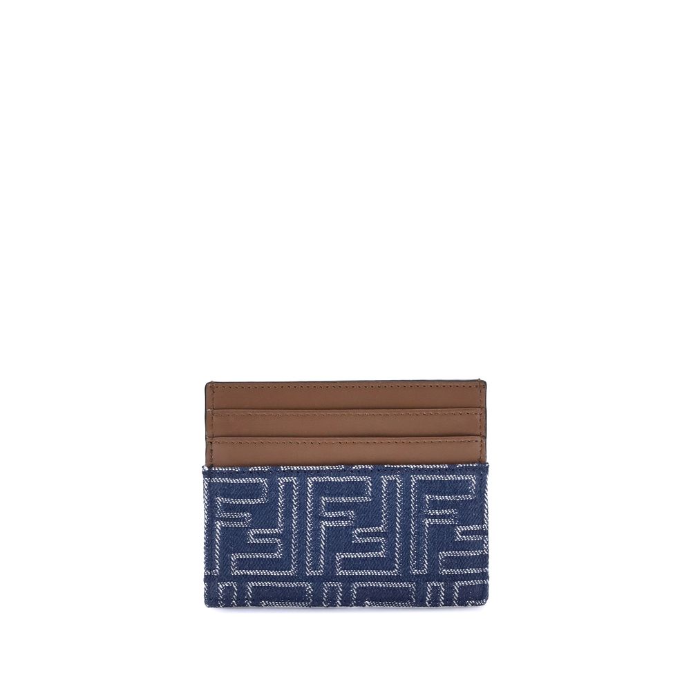 Fendi Embroidered Denim Card Holder